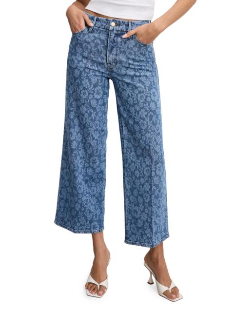 GOOD AMERICAN Women's Good Waist High-Rise Cropped Palazzo Jeans - Hibiscus Bloom