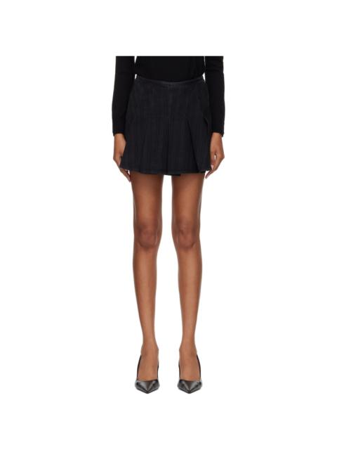 Diesel Black Pinstriped Denim Pleated Skort