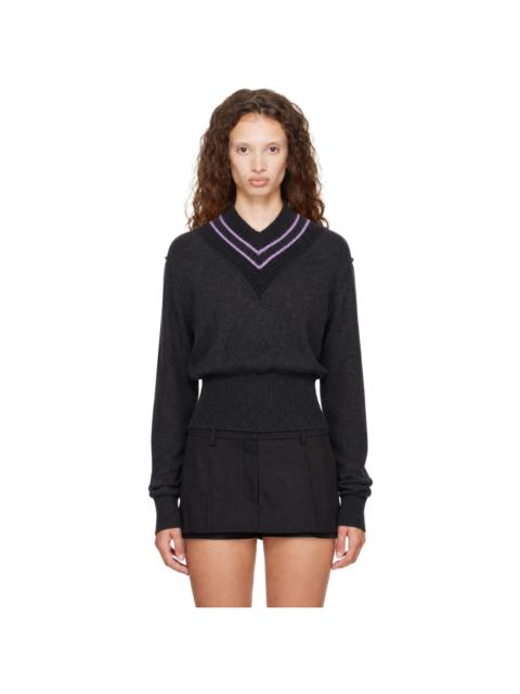 KNWLS Gray Nora V Neck Sweater