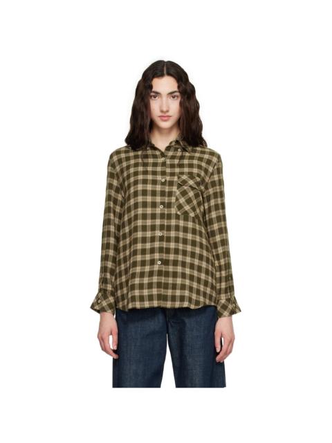 WALES BONNER Brown Brushed Overcheck Ritual Shirt
