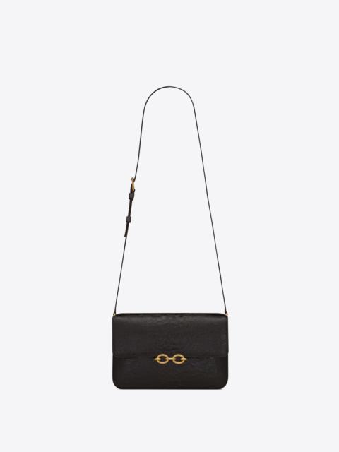 SAINT LAURENT le maillon satchel in shiny scale-embossed leather