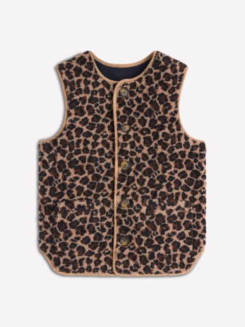 BODEN Clerkenwell Reversible Gilet-Navy, Leopard