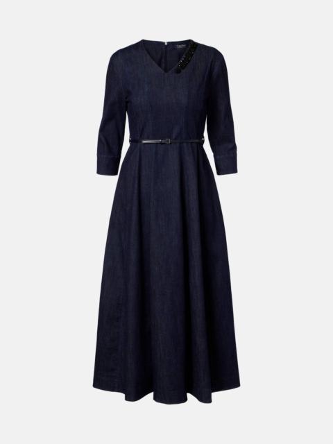 'S Max Mara Vela embellished belted denim midi dress