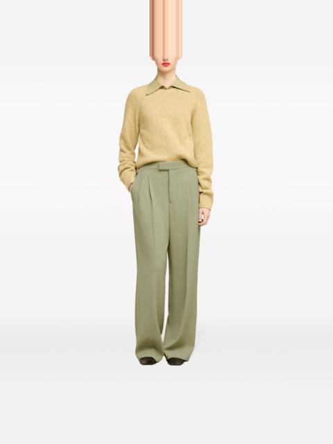 pressed-crease straight-leg trousers