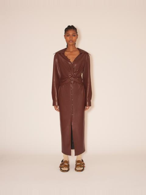 Nanushka MARKA - Midi draped OKOBOR™ alt-leather wrap dress - Plum chutney