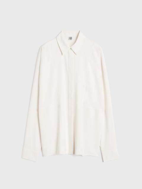 Totême Collarless cotton-twill shirt white | REVERSIBLE