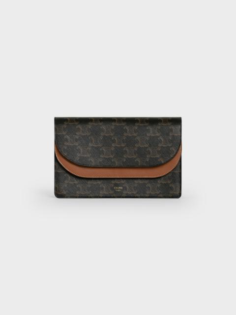 CELINE Wallet on strap in Triomphe Canvas and Smooth Lambskin