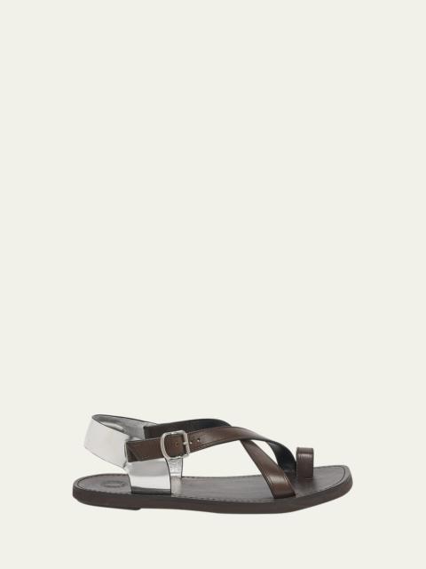 Dries Van Noten Men's Strappy Leather Side-Buckle Sandals