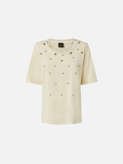 PINKO SHORT-SLEEVED T-SHIRT WITH JEWEL EMBROIDERY