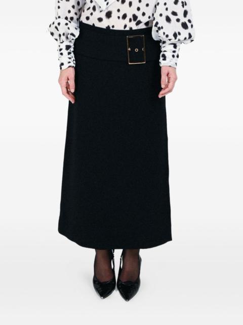 ROWEN ROSE low-waist buckle maxi skirt