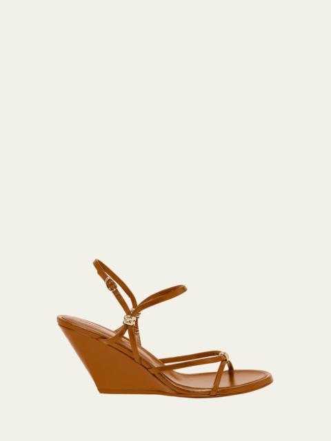 Proenza Schouler Coil Buckle Ankle-Strap Leather Wedge Sandals