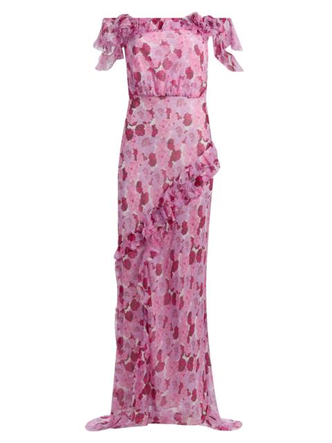 SALONI Women's Nina Floral Silk Off-The-Shoulder Maxi Dress - Windflower Rose