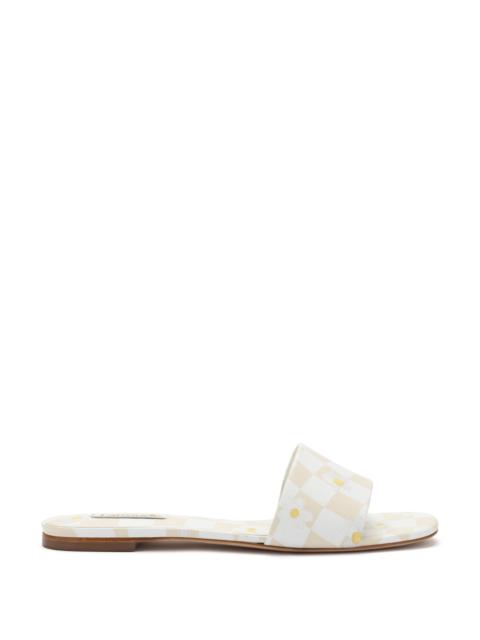 Larroudé Ivy Flat Mule In Tan Chess Saffiano