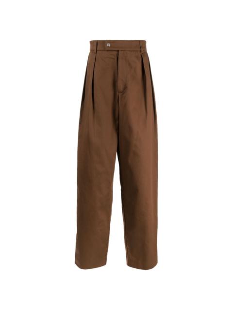pleat-detailing cotton straight trousers