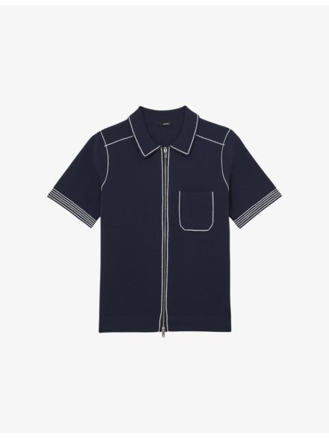 REISS Blake Stitch-Detail Stretch-Knit Shirt