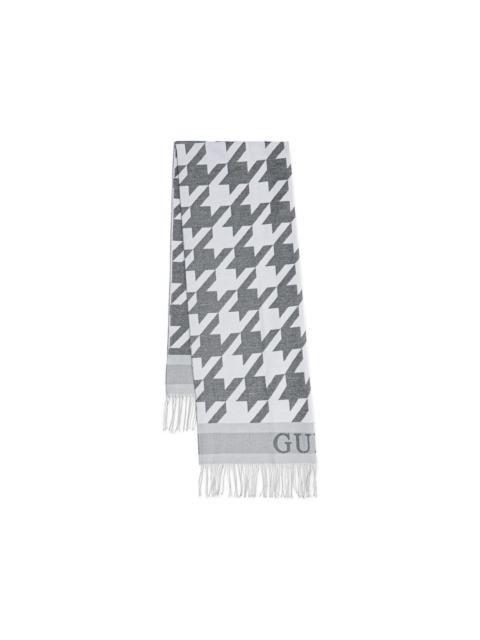GUESS USA houndstooth-pattern fringed scarf