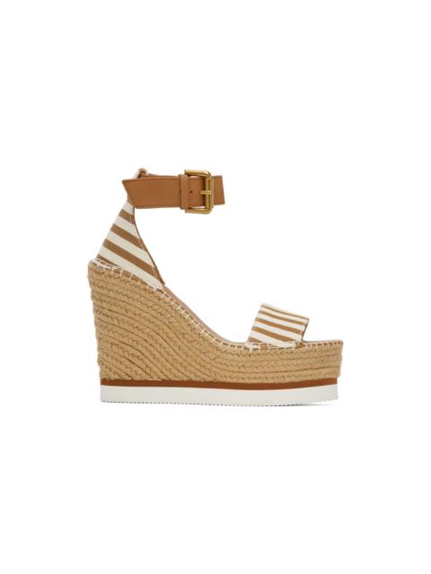 See by Chloé Tan & White Glyn Espadrille Heeled Sandals