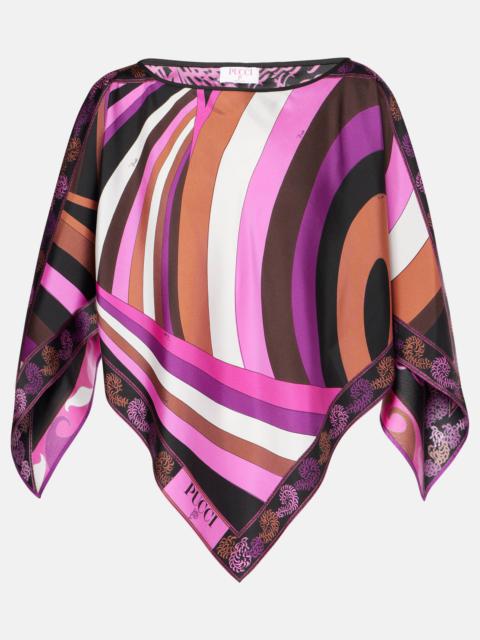 Iride printed silk twill top