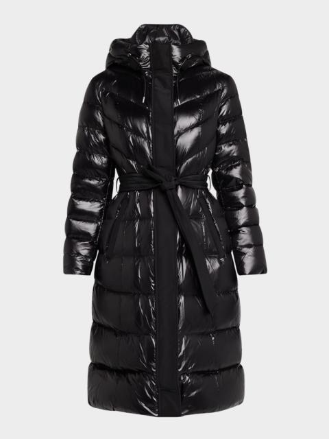MACKAGE Coralia Lustrous Light Down Coat with Sash Belt