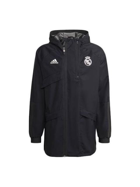 adidas Real Madrid Soccer/Football Hooded Jacket Black GR4275