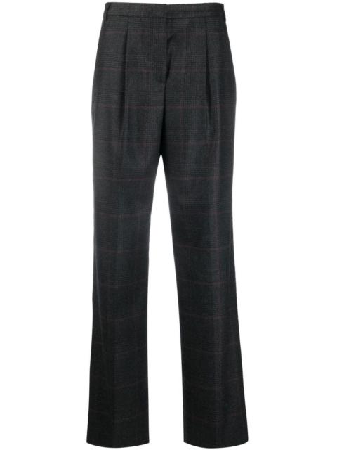 check-pattern wide-leg trousers