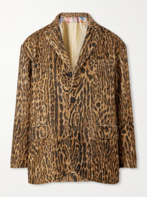 visvim Bowen Leopard-Print Silk Blazer Beige