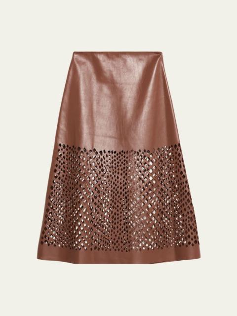 TWP The A-Line Leather Skirt with Laser Cutouts