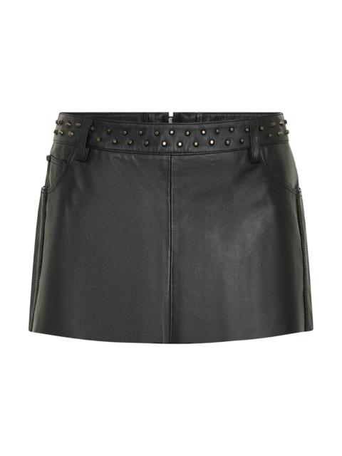 ONE TEASPOON Axel Low Waist Studded Zipped Micro Mini Leather S - Black