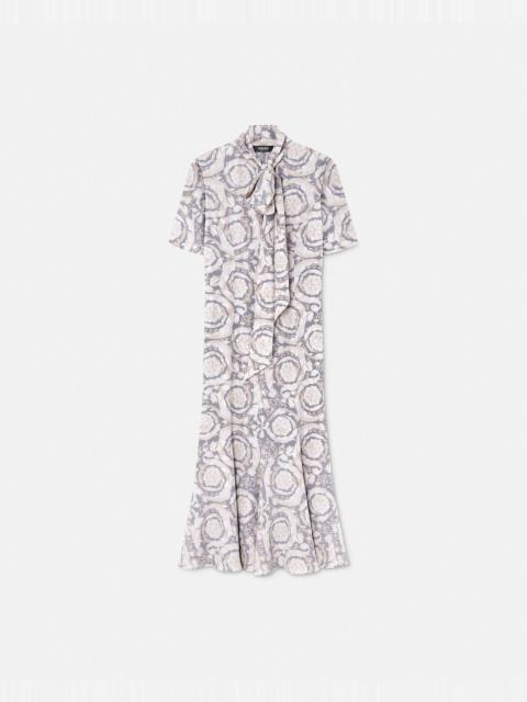 VERSACE Barocco Lavallière Silk Crêpe Midi Dress