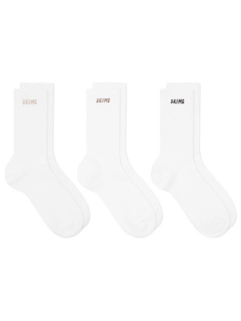 SKIMS SKIMS Logo Ribbed Crew Sock 3 Pack
