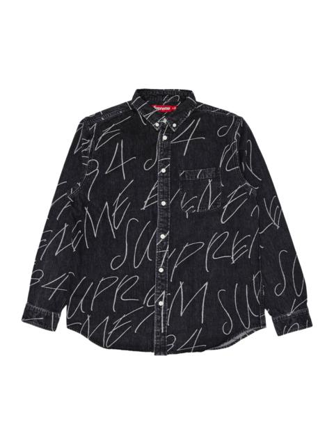 Supreme Supreme Handwriting Jacquard Denim Shirt 'Washed Black