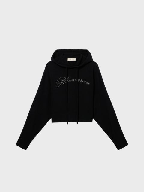 Blumarine WOOL SWEATSHIRT WITH RHINESTONE EMBROIDERY