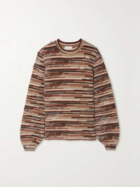 Chloé Frayed striped cashmere and wool-blend sweater