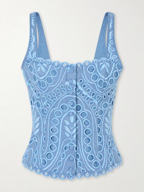 Charo Ruiz Nereus Cropped Broderie Anglaise Cotton-blend Top
