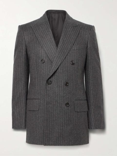 Double-Breasted Prinstriped Wool-Flannel Blazer