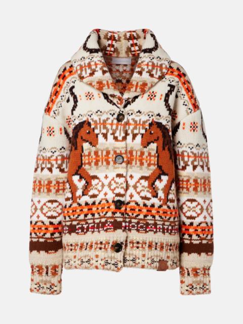 Stella McCartney Intarsia oversized virgin wool cardigan