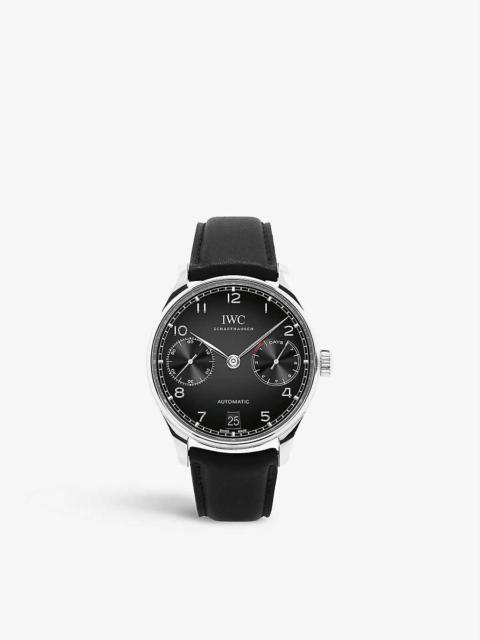 IW500703 Portugieser stainless-steel and leather automatic watch