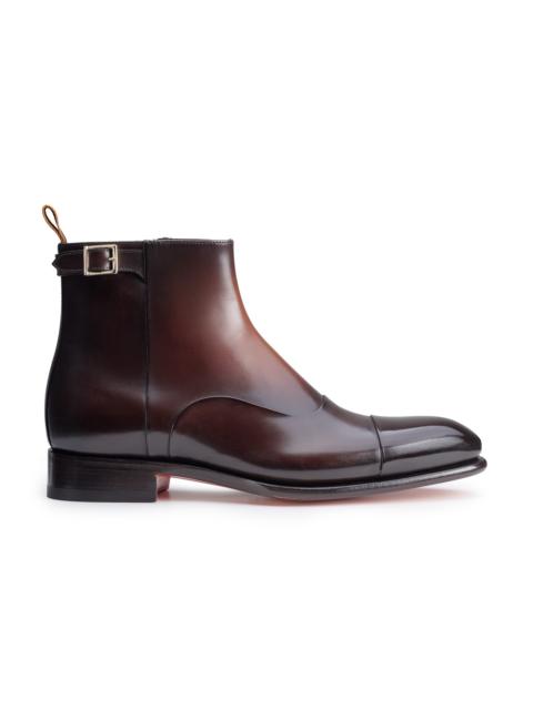 Santoni Men's dark brown leather ankle boot