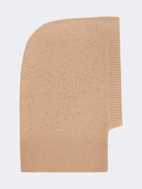 Max Mara JUNIOR Cashmere and rhinestone balaclava - CAMEL