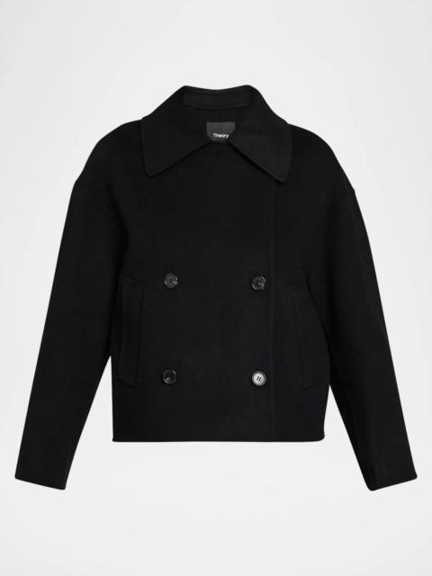 Theory Double-Breasted Wool-Cashmere Short Pea Coat