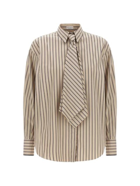 Brunello Cucinelli striped tie-fastening shirt