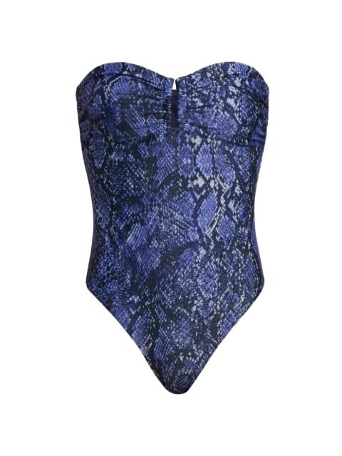 KOBI HALPERIN Women's Brenna Snake-Printed Strapless Swimsuit - Tide Multi
