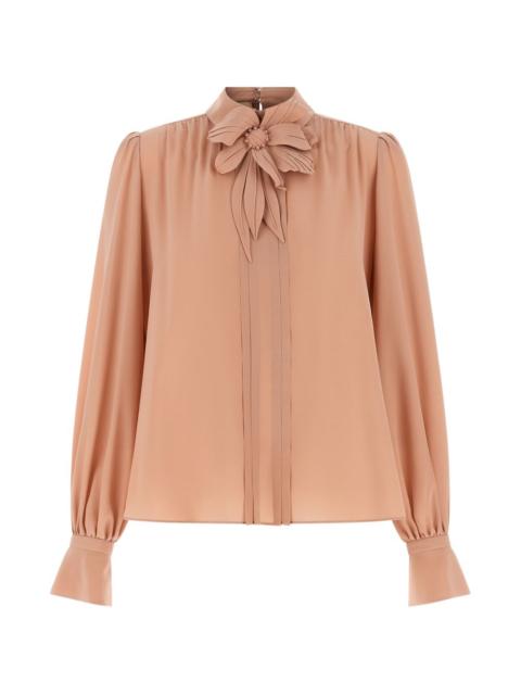 Valentino floral-appliqué pleated top