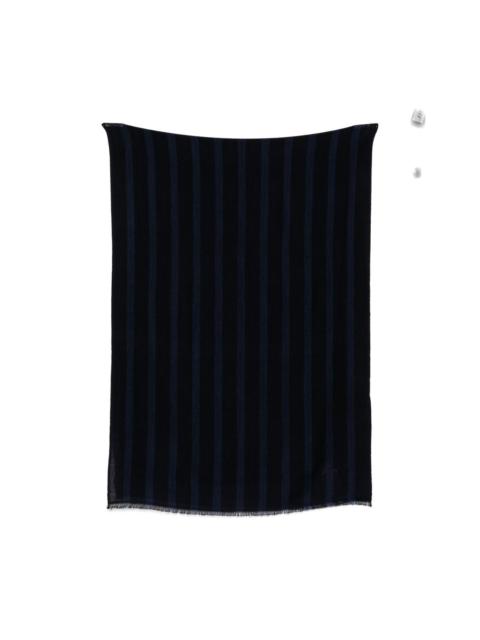 Brioni VERTICAL-STRIPE FRAYED SCARF