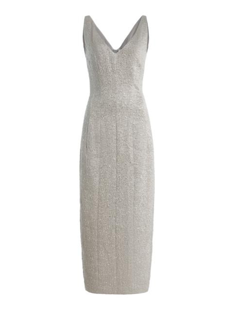 ADAM LIPPES Willa Floral Matelasse Dress metallic