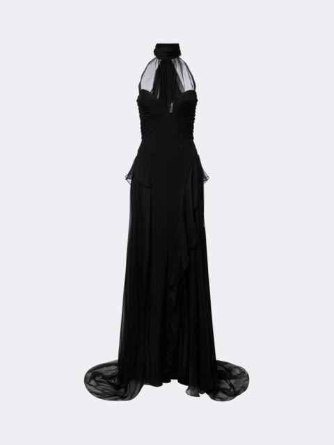 Alexander McQueen Halterneck silk georgette bustier gown