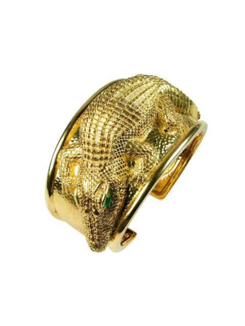 DAVID WEBB Emerald Repousse Alligator Cuff Bracelet