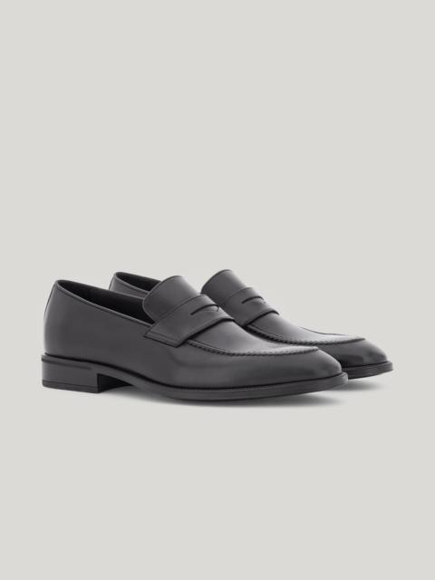 Canali BLACK CALFSKIN PENNY LOAFERS