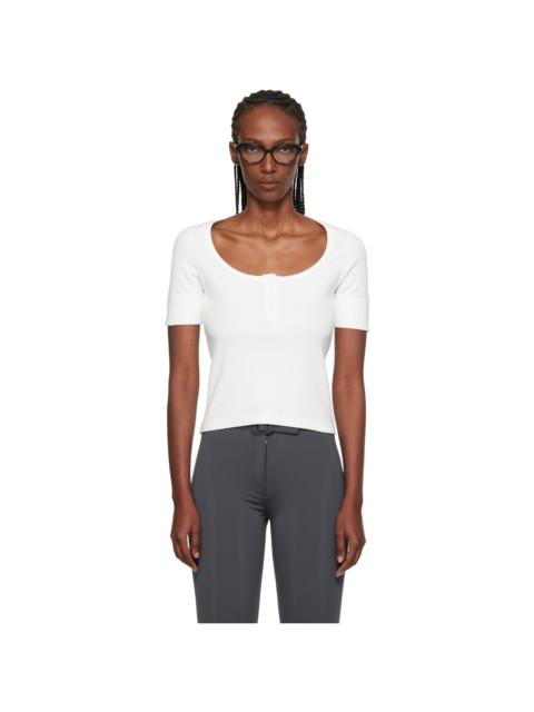 courrèges White Buttoned 90's Rib T-shirt