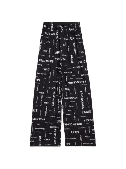 BALENCIAGA logo-print wide-leg cotton trousers